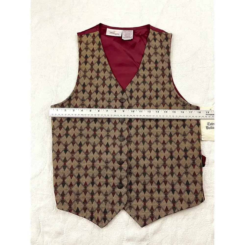 VTG Worthington Burgundy‎ Vest MEDIUM | Square Design | NWT Retro 90s Y2K USA